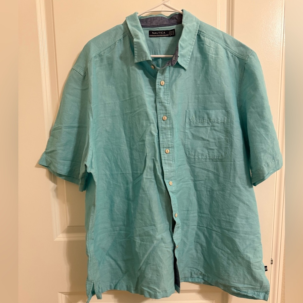 NWOT Nautica Men's Turquoise Casual Button Down Shirt